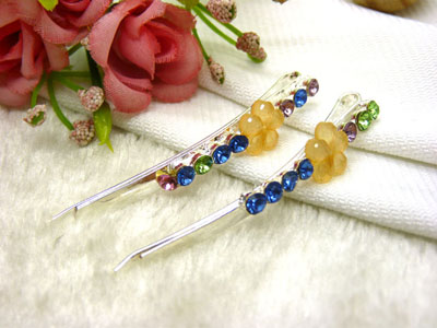 韩国正品  永久闪耀 合金保色水钻珍珠几何波浪形边夹刘海夹对夹发夹-11号