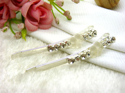 韩国正品 永久闪耀 合金保色水钻珍珠几何波浪形边夹刘海夹对夹发夹-11号	