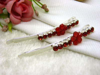 韩国正品  永久闪耀 合金保色水钻珍珠几何波浪形边夹刘海夹对夹发夹-11号	