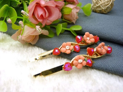 韩国正品 永久闪耀花朵对夹发夹韩式复古发饰边夹头饰-15号