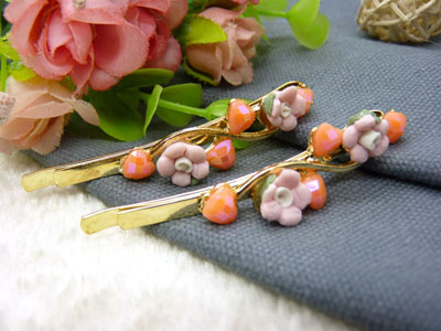 韩国正品 永久闪耀 花朵对夹发夹韩式复古发饰边夹头饰-15号	