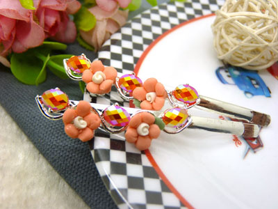 韩国正品 永久闪耀花朵对夹发夹韩式复古发饰边夹头饰-15号	  