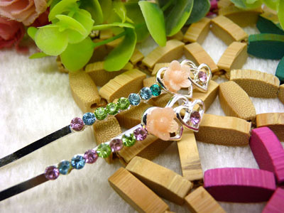 韩国头饰发饰流行美丽繁花春水发夹对夹边夹刘海夹-5号	