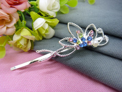 韩国正品 合金保色水钻珍珠几何波浪形边夹刘海夹对夹发夹-19号	