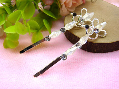 韩国正品  合金保色短发发饰夹子水钻边夹对夹带钻卡子-13号	