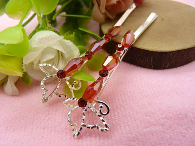 韩国正品  永久闪耀 合金保色短发发饰夹子水钻边夹对夹带钻卡子-13号	