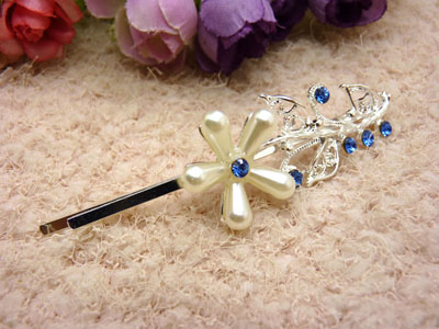 韩国正品  永久闪耀珍珠缠绕复古宫廷甜美刘海夹大弓夹22号