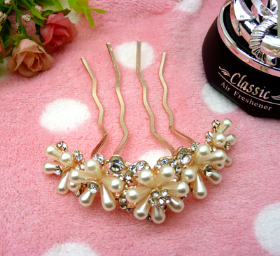 珍珠水钻合金盘发大插梳永久保色发梳头饰发饰-20	