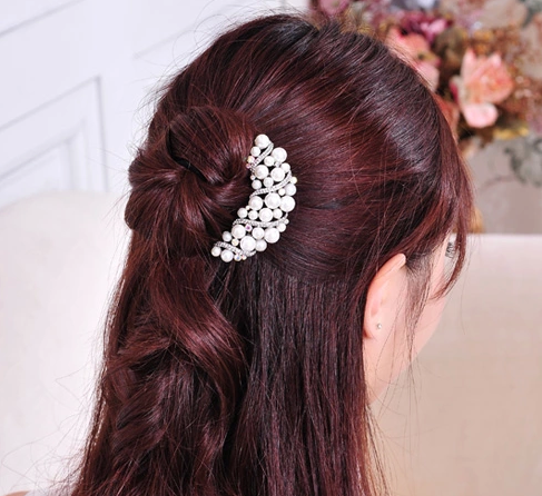 珍珠水钻合金盘发大插梳永久保色发梳头饰发饰-20	