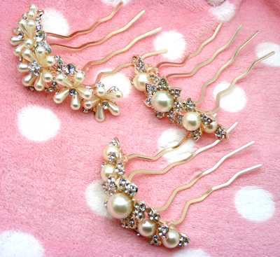 珍珠水钻合金盘发大插梳永久保色