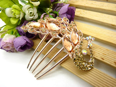 义乌饰品韩国高档水钻盘发发梳 镶钻发夹插梳-20号-7号	