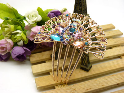 义乌饰品 韩国高档水钻盘发发梳 镶钻发夹插梳-20号-7号