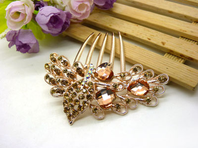 义乌饰品 韩国高档水钻盘发发梳 镶钻发夹插梳-20号-7号