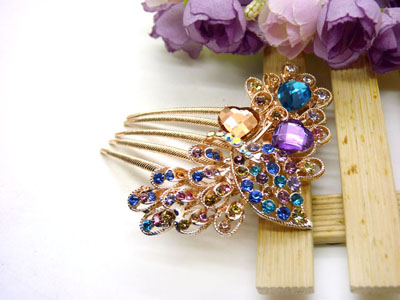 义乌饰品韩国高档水钻盘发发梳 镶钻发夹插梳-20号-7号	