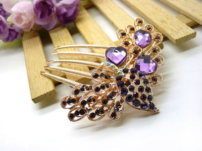 义乌饰品韩国高档水钻盘发发梳 镶钻发夹插梳-20号-7号	