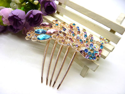 义乌饰品 韩国高档水钻盘发发梳 镶钻发夹插梳-20号-7号	