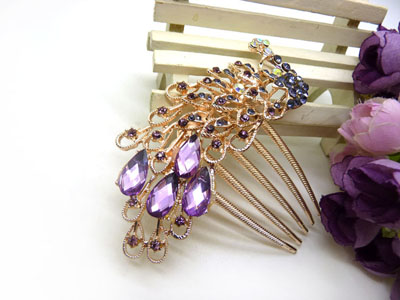 义乌饰品 韩国高档水钻盘发发梳 镶钻发夹插梳-20号-7号	