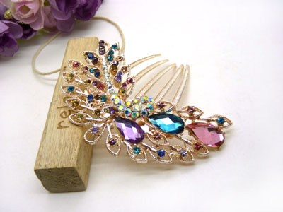 义乌饰品韩国高档水钻盘发发梳 镶钻发夹插梳-20号-7号	