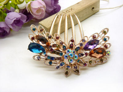 义乌饰品韩国高档水钻盘发发梳 镶钻发夹插梳-20号-7号