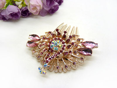 义乌饰品韩国高档水钻盘发发梳 镶钻发夹插梳-20号-7号	