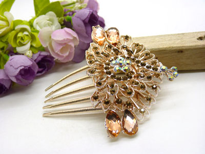 义乌饰品韩国高档水钻盘发发梳 镶钻发夹插梳-20号-7号	