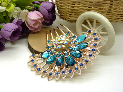 义乌饰品韩国高档水钻盘发发梳 镶钻发夹插梳-20号-7号