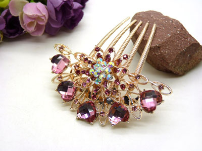 义乌饰品韩国高档水钻盘发发梳 镶钻发夹插梳-20号-7号