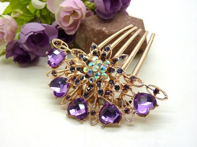  义乌饰品韩国高档水钻盘发发梳 镶钻发夹插梳-20号-7号	