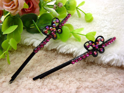 黑色简易边夹水钻一字夹黑钻对夹发夹盘发卡头饰-8号