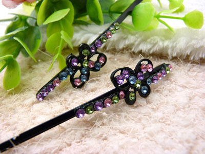 黑色简易边夹水钻一字夹黑钻对夹发夹盘发卡头饰-8号