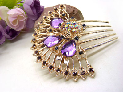  义乌饰品韩国高档水钻盘发发梳 镶钻发夹插梳-20号-7号