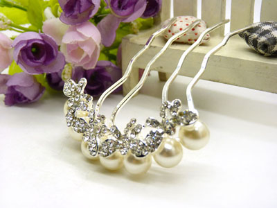 优雅珍珠水钻发梳插梳发簪发卡新娘头饰韩版发饰-21号-15号	