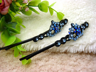 黑色简易边夹水钻一字夹黑钻对夹发夹盘发卡头饰-8号