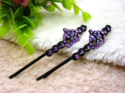 黑色简易边夹水钻一字夹黑钻对夹发夹盘发卡头饰-8号