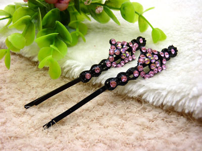 黑色简易边夹水钻一字夹黑钻对夹发夹盘发卡头饰-8号	