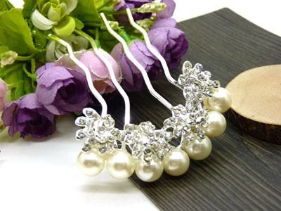 优雅珍珠水钻发梳插梳发簪发卡新娘头饰韩版发饰-21号-15号