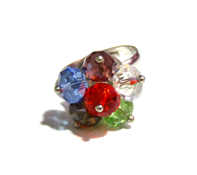 韩版夜店饰品 水晶多色戒指	