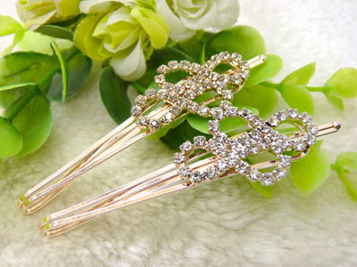 幸运四叶花朵边夹 进口水钻一字夹刘留海夹发饰BB夹发夹