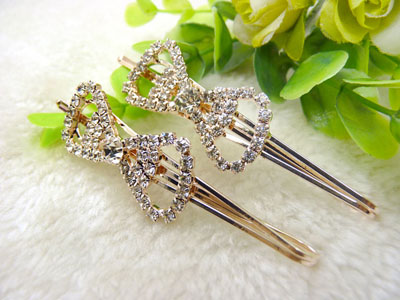 幸运四叶花朵边夹 进口水钻一字夹刘留海夹发饰BB夹发夹	