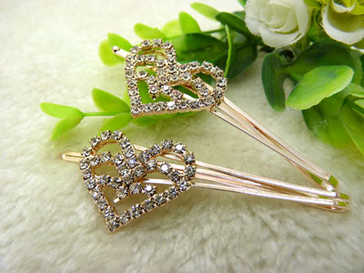 幸运四叶花朵边夹 进口水钻一字夹刘留海夹发饰BB夹发夹	