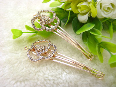 幸运四叶花朵边夹 进口水钻一字夹刘留海夹发饰BB夹发夹	