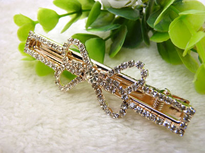 韩版水钻刘海夹蝴蝶结对夹头饰批发鸭嘴夹发饰边夹 发卡