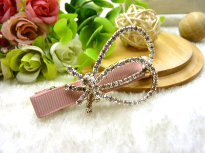 韩版水钻发夹蝴蝶结鸭嘴夹抓夹刘海一字夹顶夹  永久闪耀