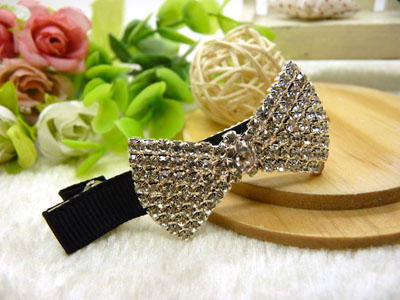 韩版水钻发夹蝴蝶结鸭嘴夹抓夹刘海一字夹顶夹边夹对夹  合金保色