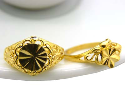 久不掉色 保色镀金戒指 女士镀真黄金戒指 新娘结婚指环24k男士戒指 礼品盒装（7）