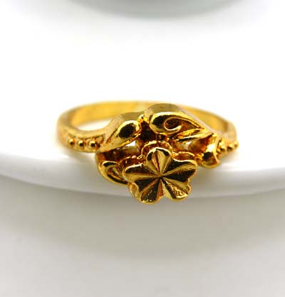 永久保色礼品盒装A仿黄金戒指千足金 男女款24K镀金戒子时尚指环（7）	