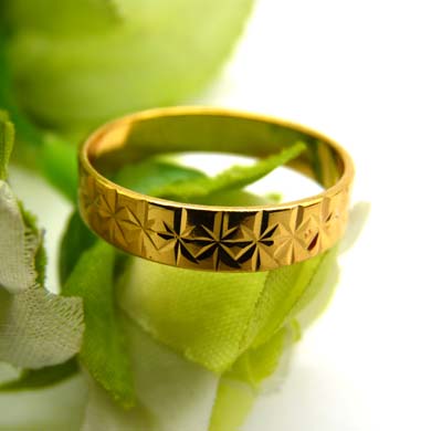 永久保色礼品盒装A仿黄金戒指千足金 男女款24K镀金戒子时尚指环（7）	