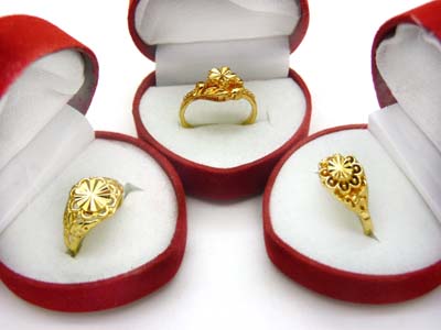 永久保色礼品盒装A仿黄金戒指千足金 男女款24K镀金戒子时尚指环（7）