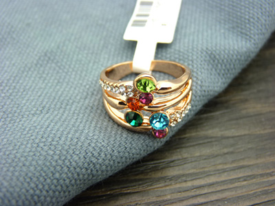  电镀玫瑰金 几何元素春夏款戒指 镶钻 女 韩版赠送3个精美戒指盒