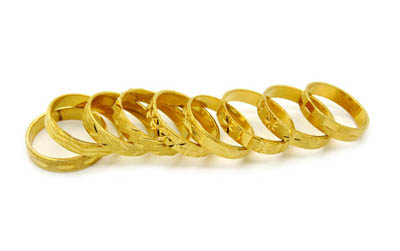 永久保色黄金戒指 情侣对戒 男士女款9金戒指 -潮流戒子黄金盒装7号	